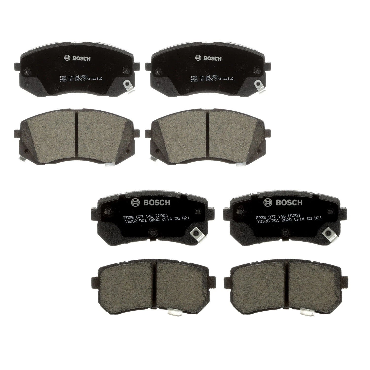 Set of 4 Bosch Ceramic Brake Pads for Hyundai Kona (2018–2020)