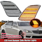 Clear Lens Amber LED Strip Side Marker Lights for Mercedes W221 S-Class (2010–2013)