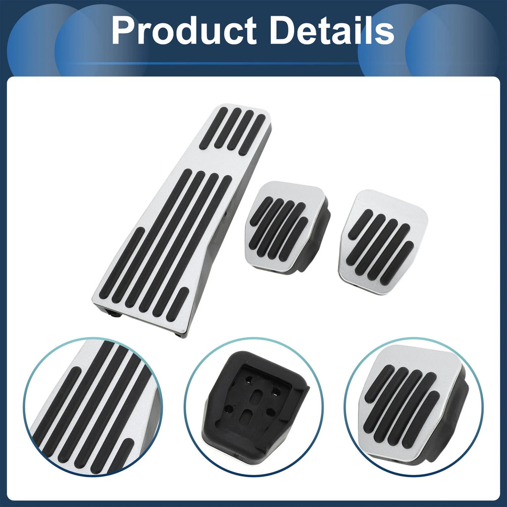 3 Pcs Foot Accelerator Pedal Covers for Mazda 3 (2020) Silver Tone