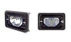 Heated LED Low Beam Headlights for ULTRALIT 4x6 Black Glass Lens Pair (—)