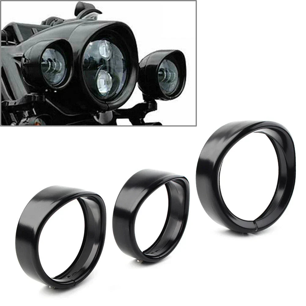 7" 4.5" Fog Headlight Trim Ring Bezel Visor Cover for Harley Touring