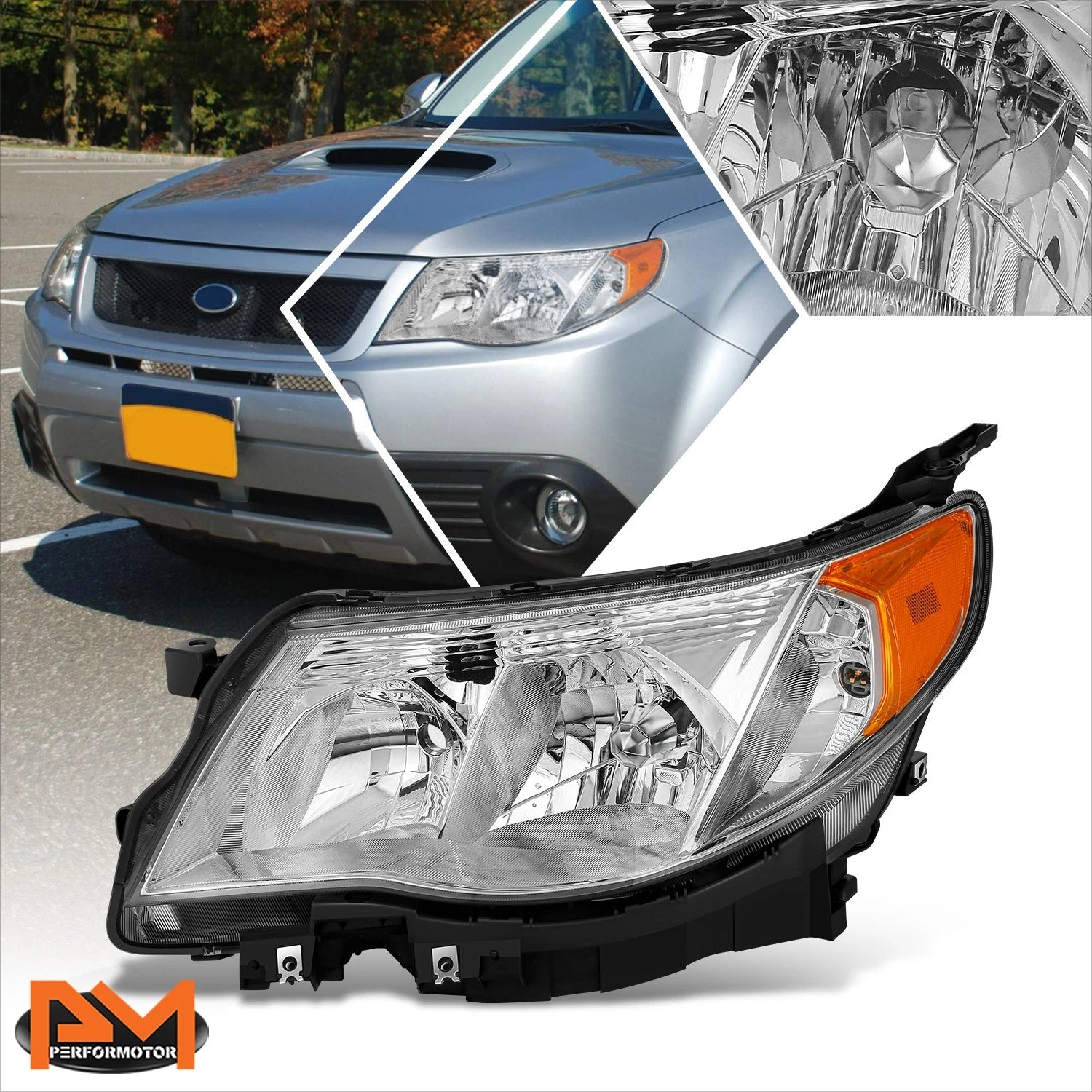 Left Side Chrome Housing Amber Corner Headlight for Subaru Forester (2009–2013)