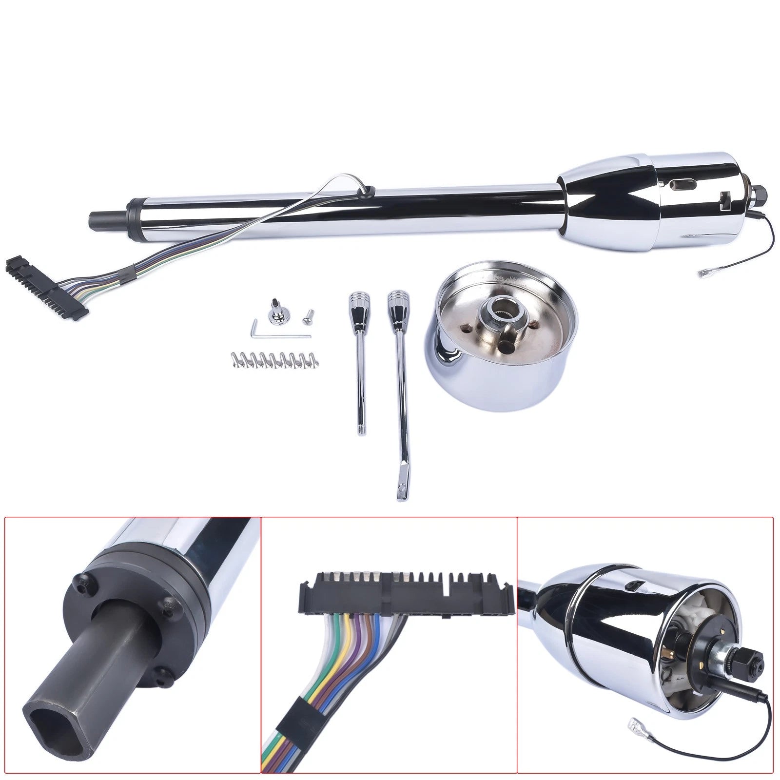 28" Chrome Steering Column Floor Shift for Make Model