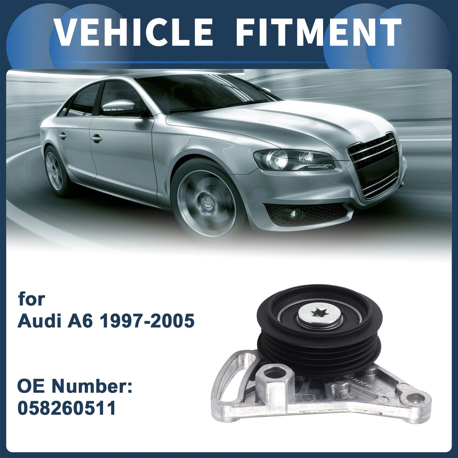 Belt Tensioner for Audi A4 (1997–2001) L4 1.8L No. 058260511 Metal 1 Pc