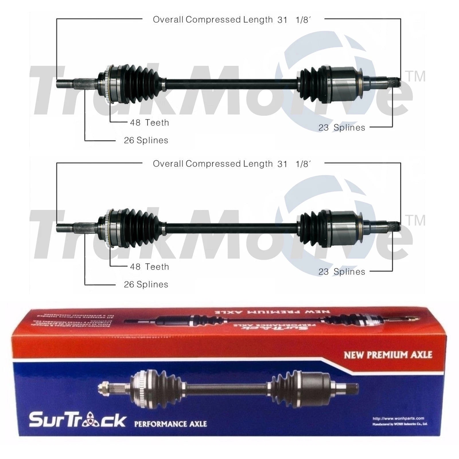 Set of 2 Rear CV Axle Shafts for RX330 RX350 Highlander (2004–2013)