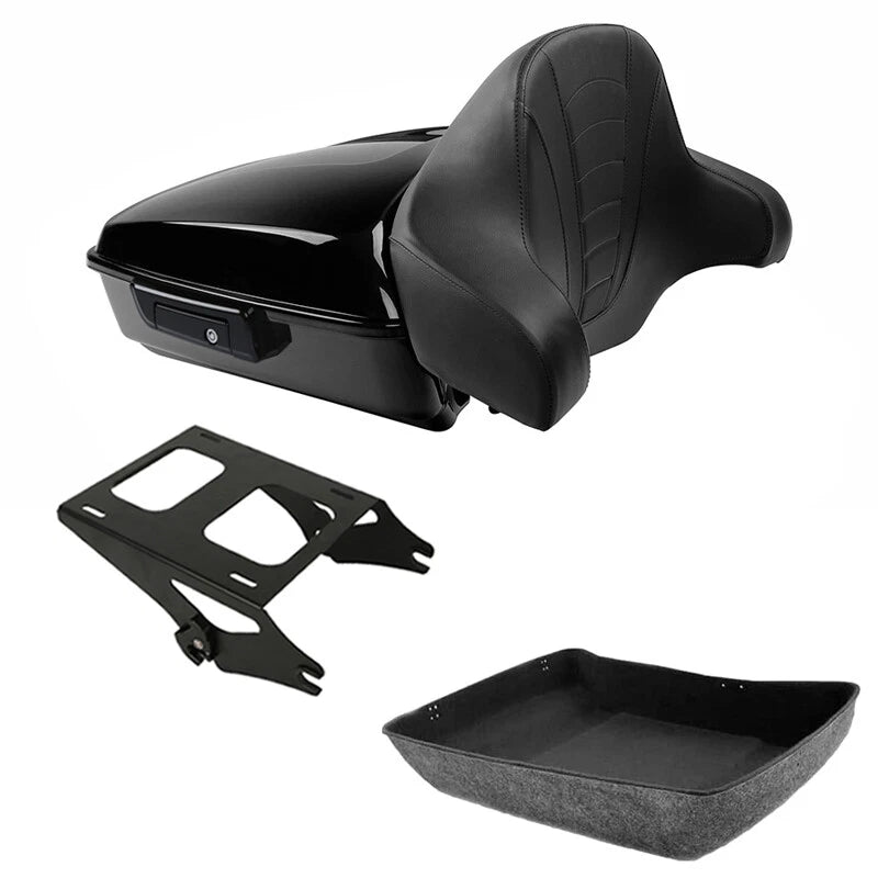 Black Chopped Trunk Backrest Pad for Harley Touring Road King (2014–2026)