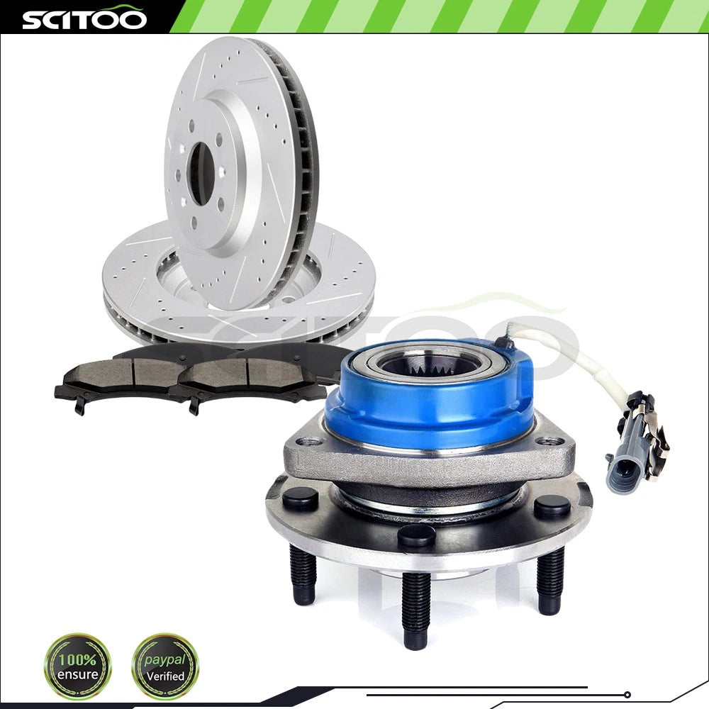Front Brake Rotors & Hub Bearings Set for Buick Lucerne, Chevy Monte (2006–2011)