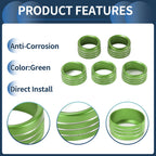 Set of 5 AC Media Volume Switch Knob Cover Rings for Dodge RAM (2018–2022) Green