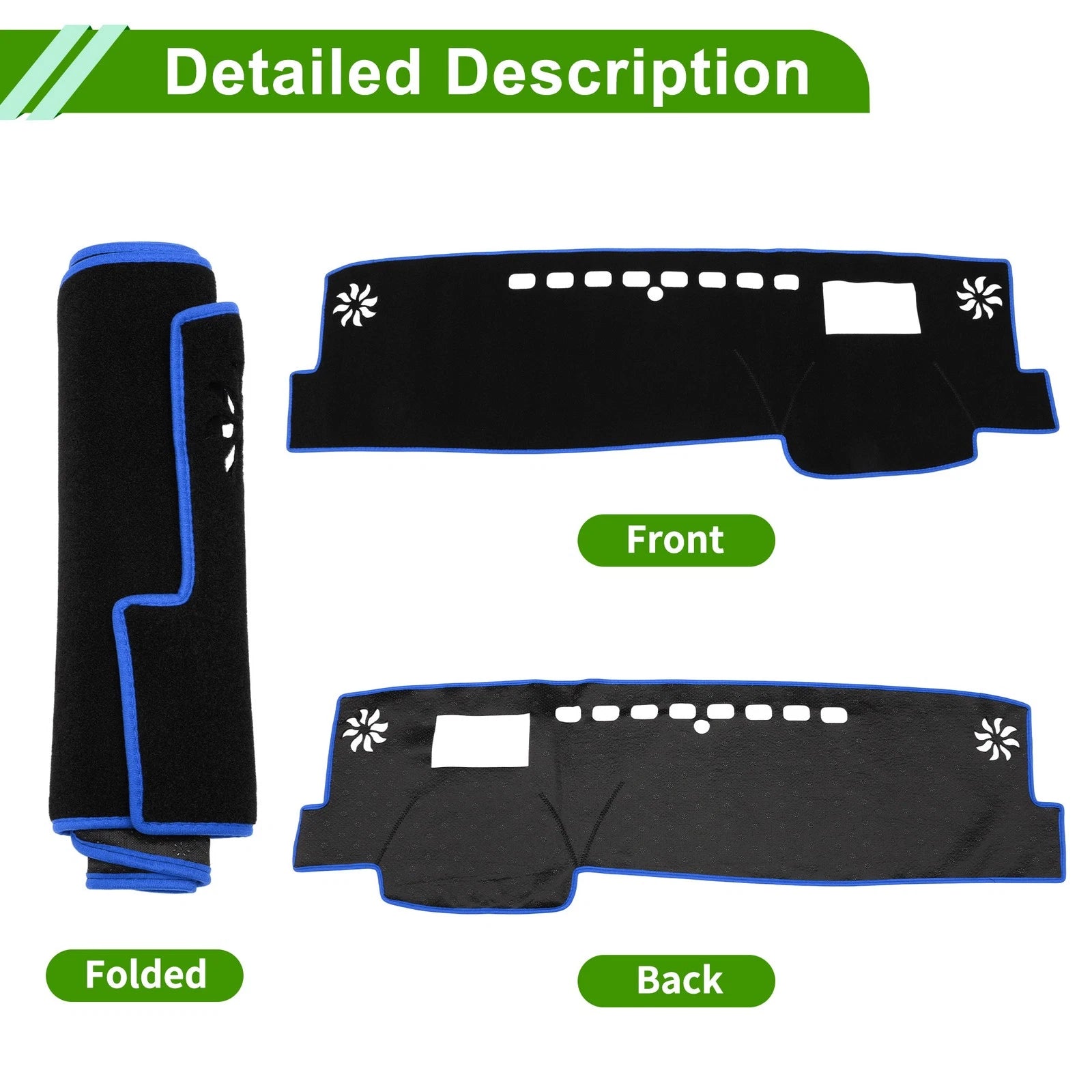 Dashboard Cover for Toyota Camry XV70 (2018–2023) Black Blue Polyester