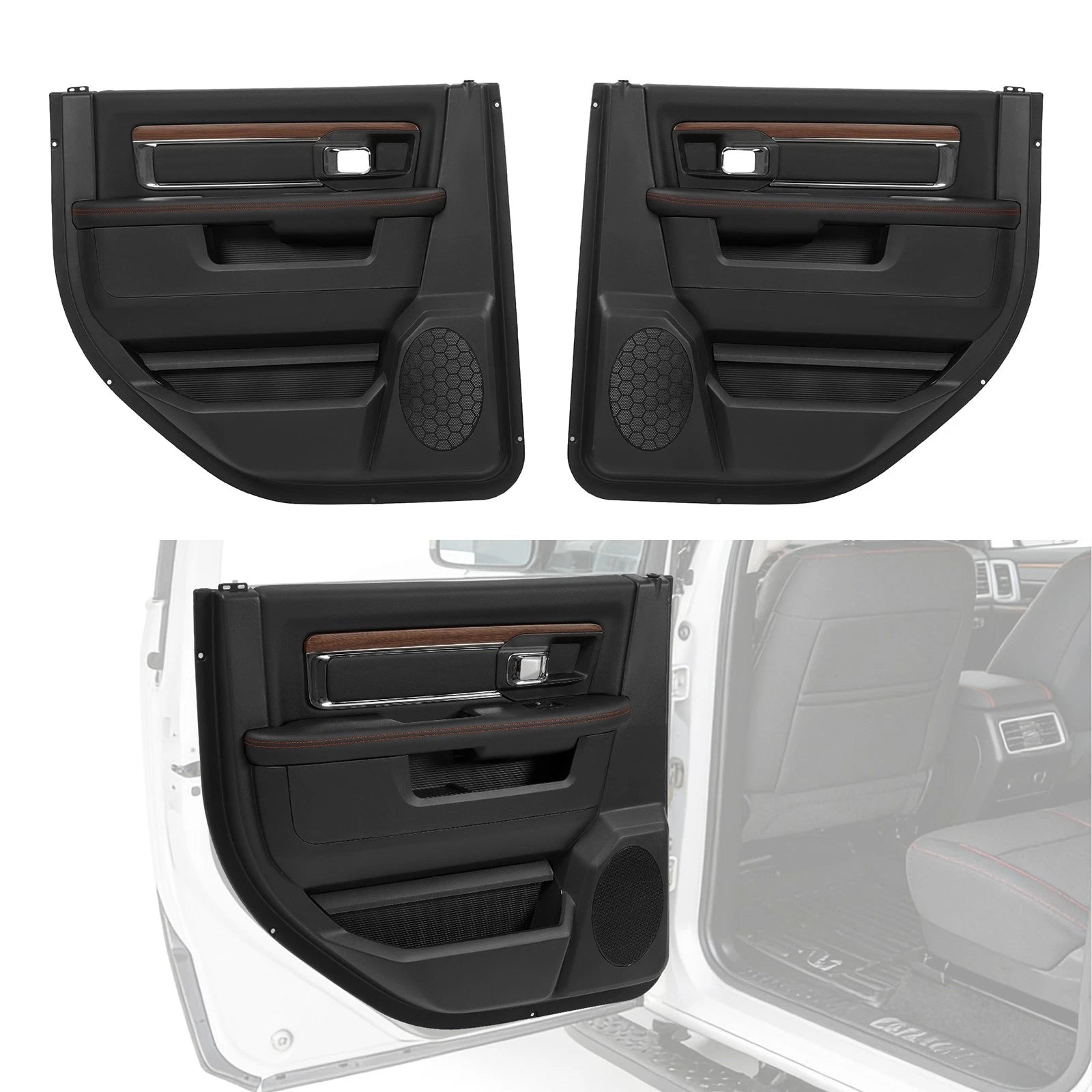Black Inner Rear Door Panels for Dodge Ram 1500 2500 3500 (2013–2018)