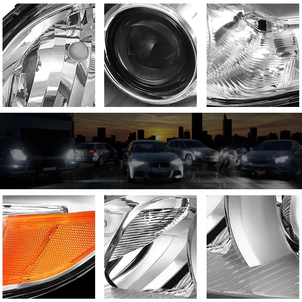Headlight for Toyota Sienna XL30 (2011–2020) Chrome Housing Clear Lens