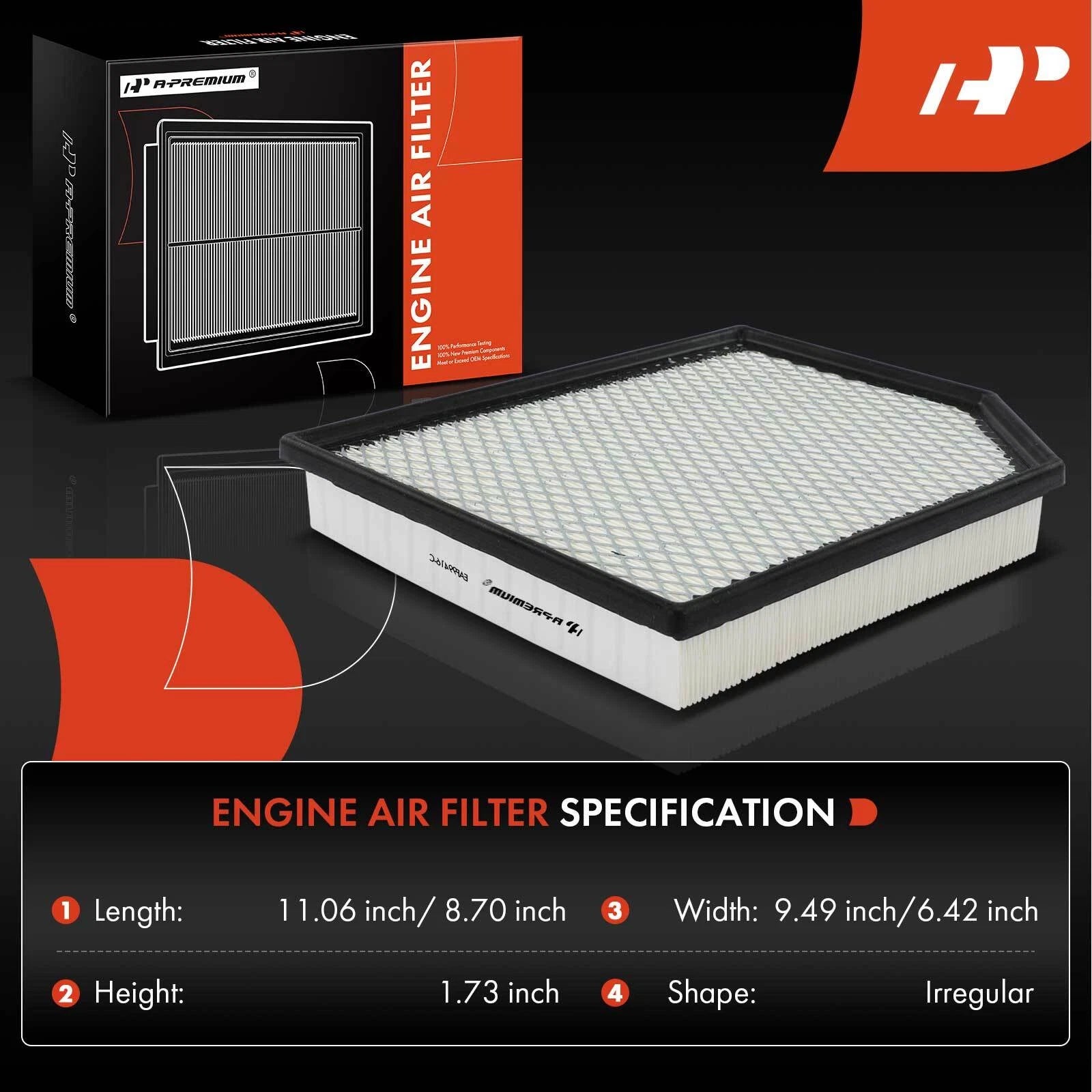 2X Engine Air Filter for Jeep Grand Cherokee (2018-2021) Dodge Durango (2021)