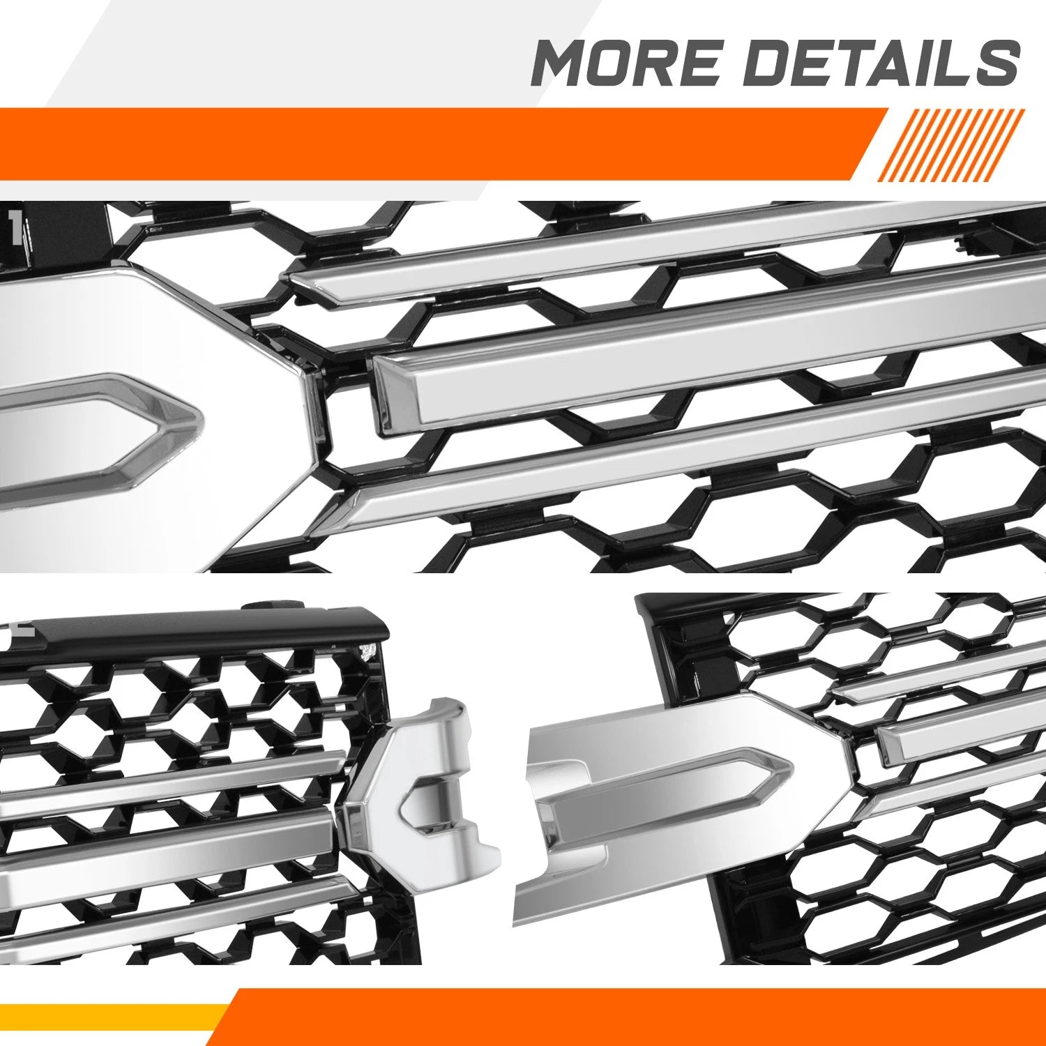 Badgeless Honeycomb Mesh Front Grille for Chevrolet Silverado 1500 LTD (2019–2022)