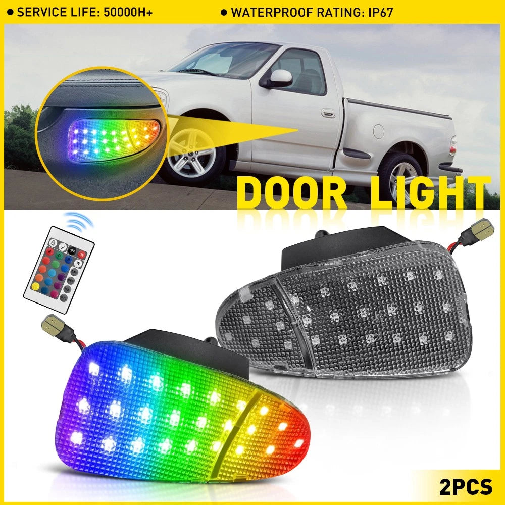 2X RGB LED Door Panel Courtesy Lights for Ford F-150 (1997–2003)