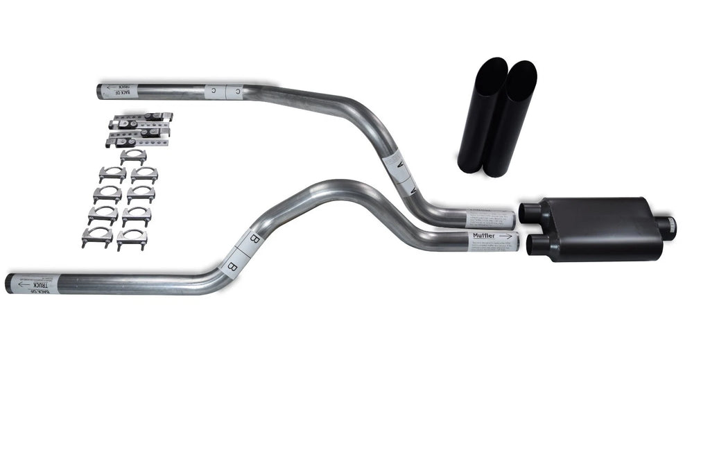 2.5" Dual Exhaust Kit for Dodge Dakota (1987–1996) - Black Tips