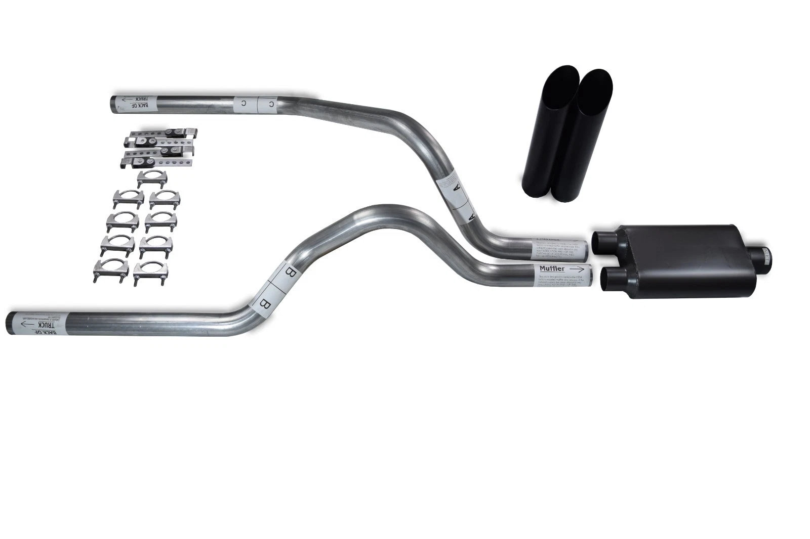 2.5" Dual Exhaust Kit for Dodge Dakota (1987–1996) - Black Tips