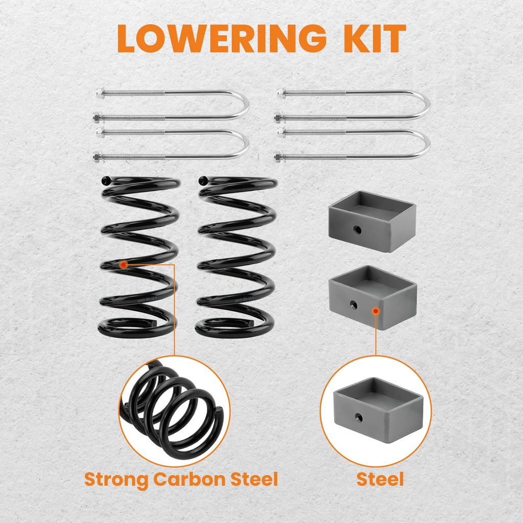 Drop Coil Spring Lowering Kit for Chevy S10 GMC S15 V6 2WD (1982-2004)