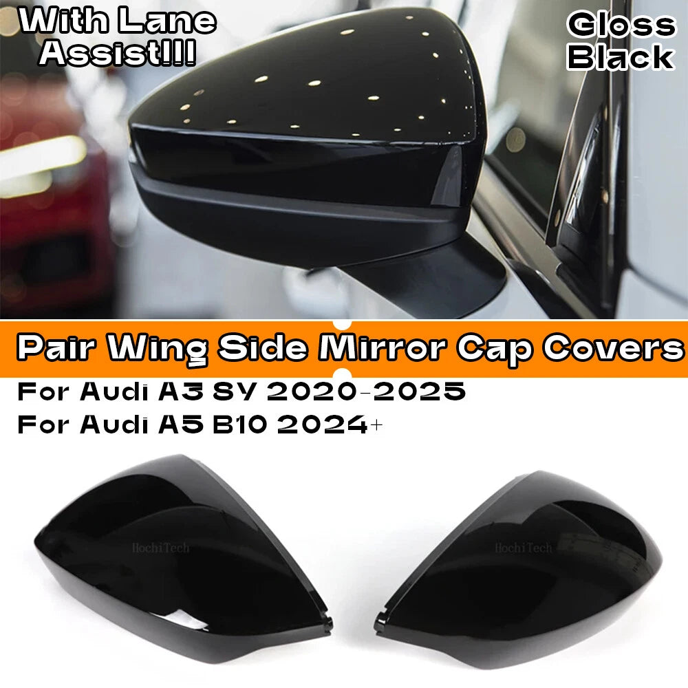 Set of 2 Side Wing Mirror Cap Covers for Audi A3 8Y (2022–2025) Gloss Black