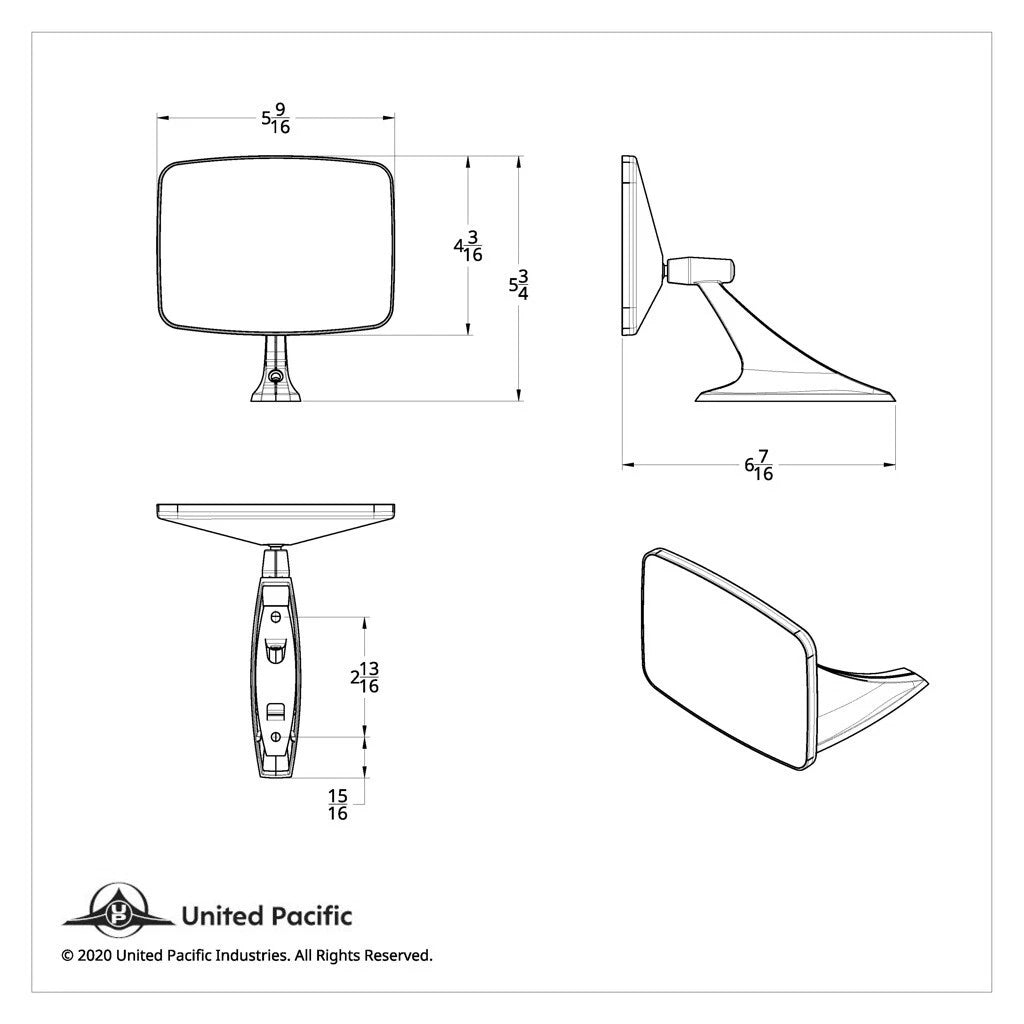 Rear View Mirror Chrome Replacement for 1973–1987 Chevy GMC Pickup