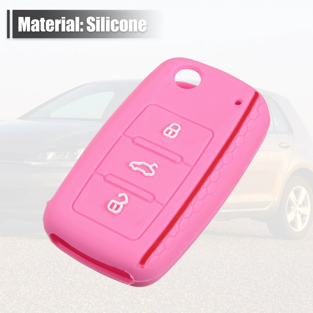 Pink Silicone Key Fob Shell for Volkswagen GTI CC (3 Button)