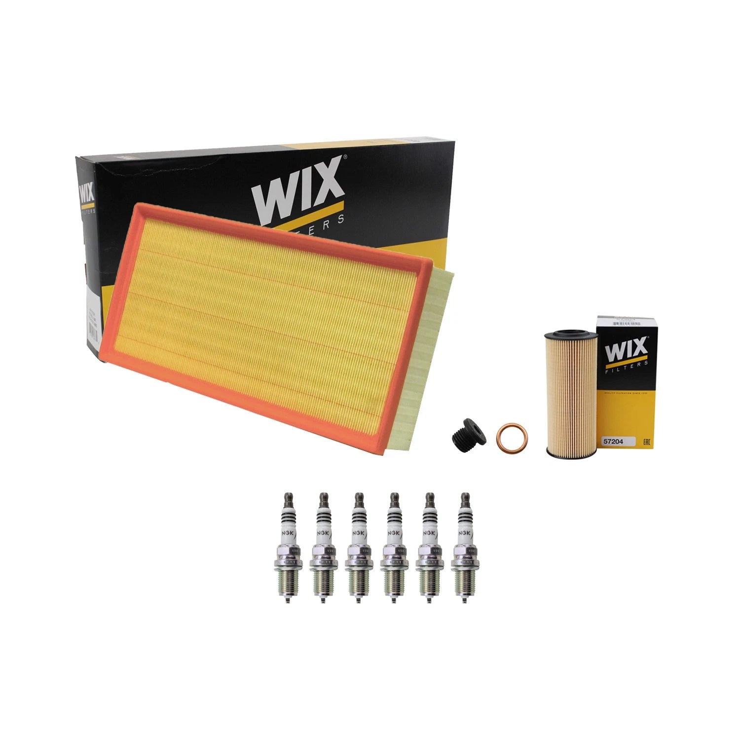 Wix Engine Air Oil Filters & NGK Spark Plugs Kit for Cayenne Q7 Touareg (2003–2010)