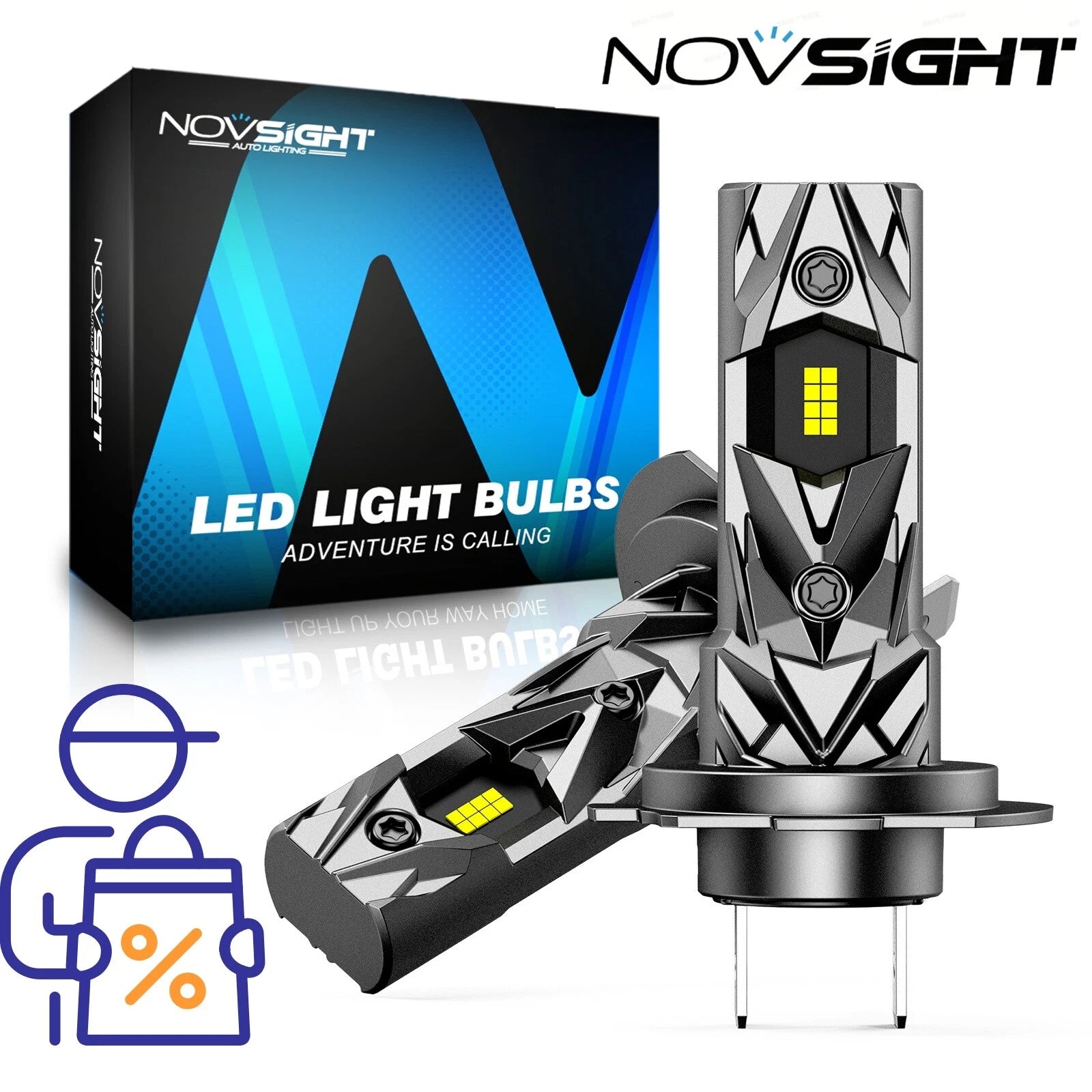 H7 LED Headlight Bulbs Kit for 6500K 16000LM