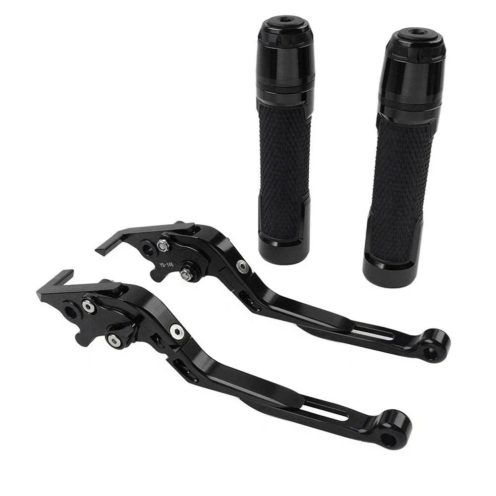 Black Extendable Brake Clutch Levers Grips Set for Suzuki GSR750 (2011-2016)