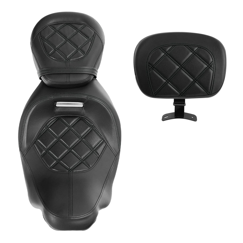 Black Driver & Passenger Front Backrest Seats for Harley Electra Glide (09-23)