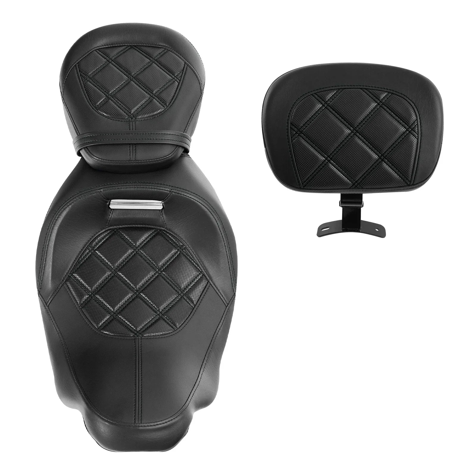 Black Driver & Passenger Front Backrest Seats for Harley Electra Glide (09-23)