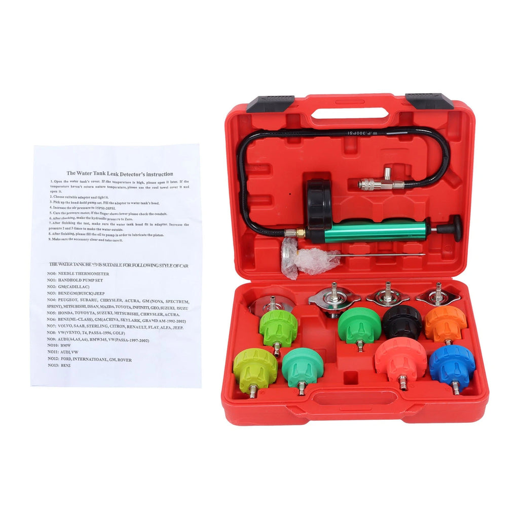 14 PC Coolant Radiator Pressure Tester for Automotive Cooling Systems