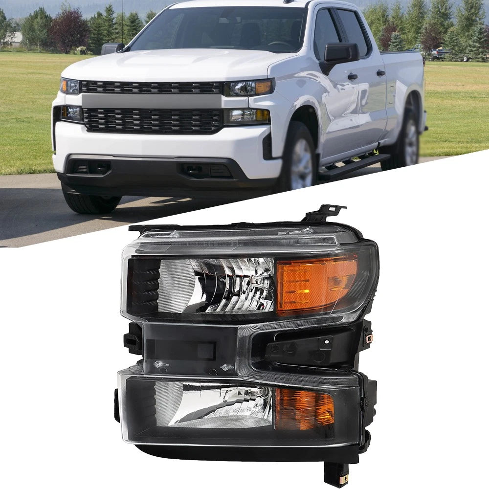 Left Headlight for Chevy Silverado 1500 (2019–2022) Halogen Black