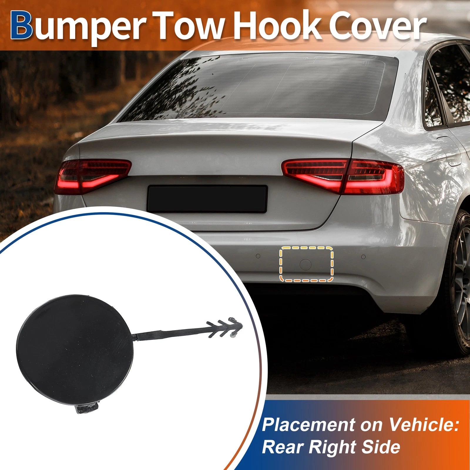 Rear Car Bumper Tow Hook Cover for Audi A4 Avant (2007–2015) No. 8K0807441 Unpainted