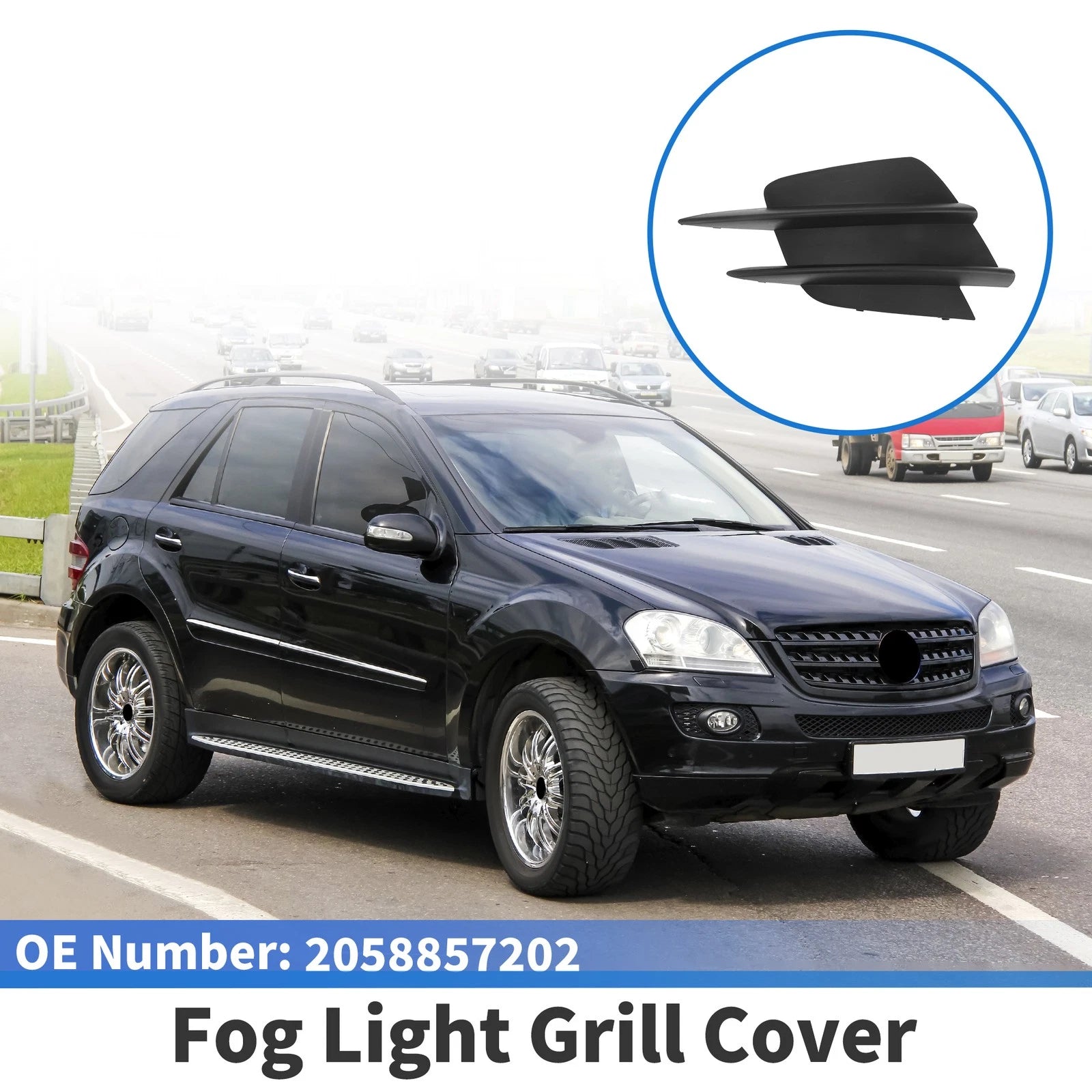 1 Pc Fog Light Grill for Mercedes-Benz W205 (2015–2021) No. 2058857202 Black
