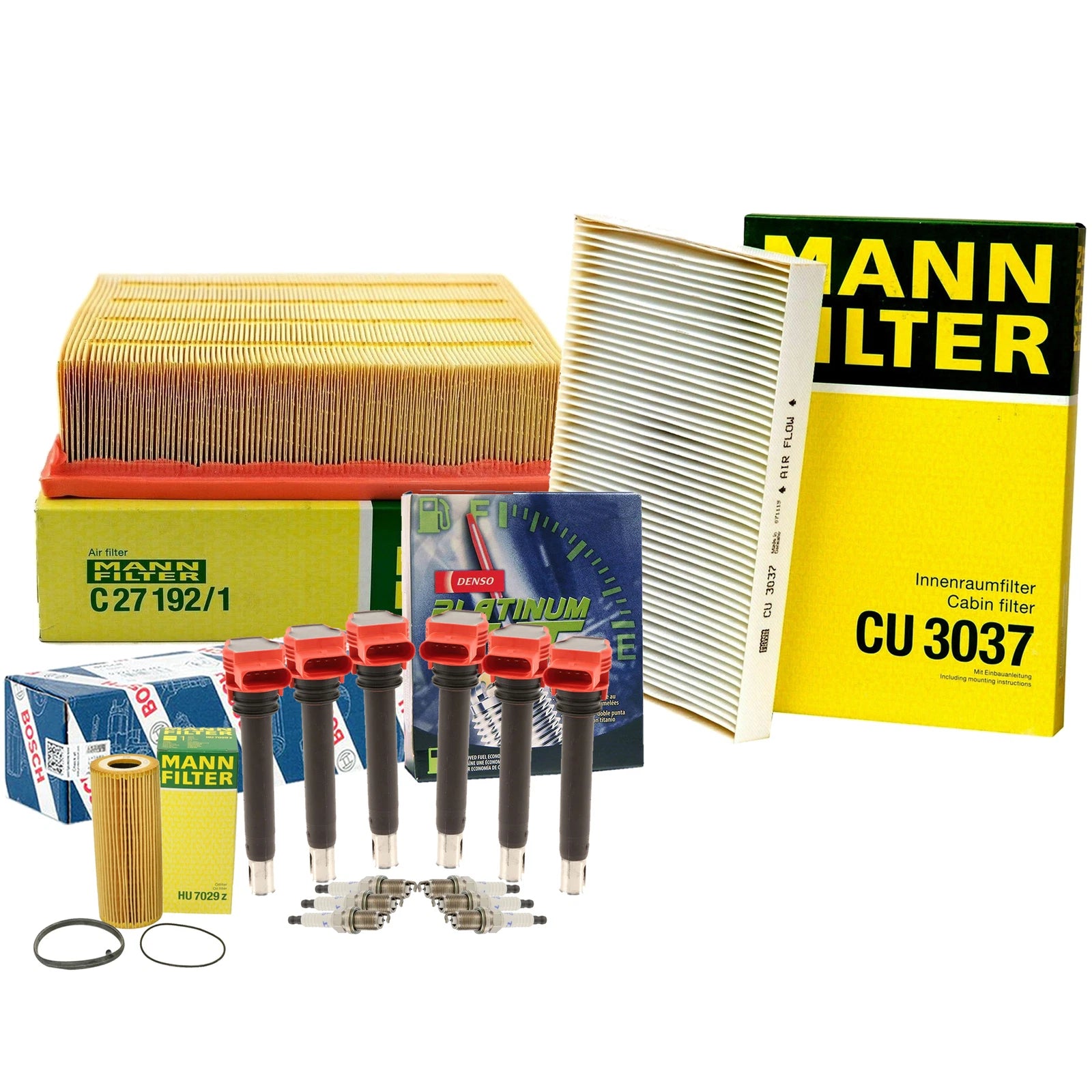 Tune-Up Kit with 6 Spark Plugs for Audi BKH (Bosch, Denso, Mann)
