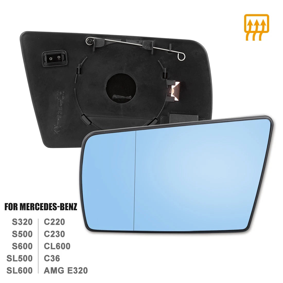 Heated Driver Left Side Mirror Glass w/ Backing for Mercedes-Benz C220 C280 E420 (1994–2002)