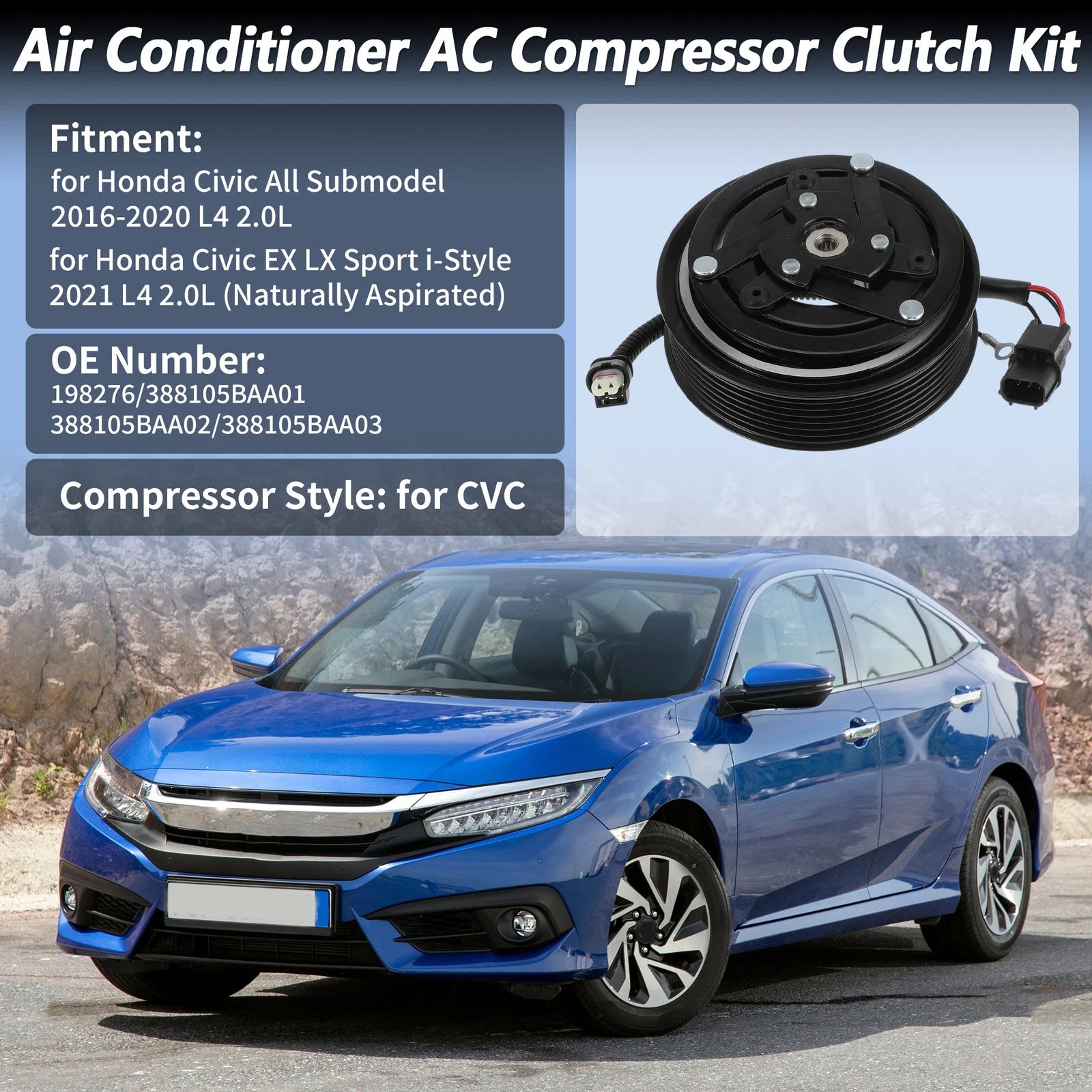 AC Compressor Clutch Kit for Honda Civic (2016–2021) 2.0L CVC