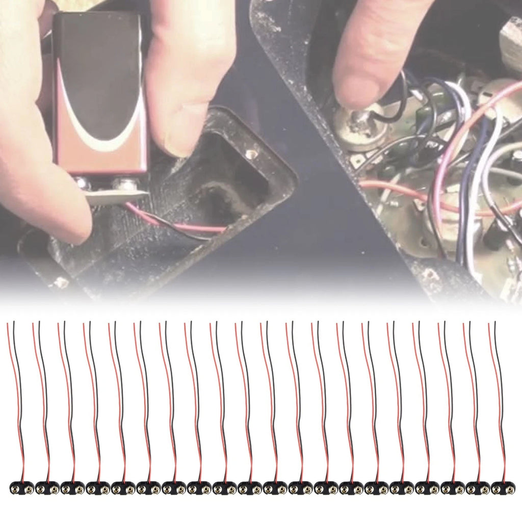 20pcs 9V Battery Clip Connector T Type Black