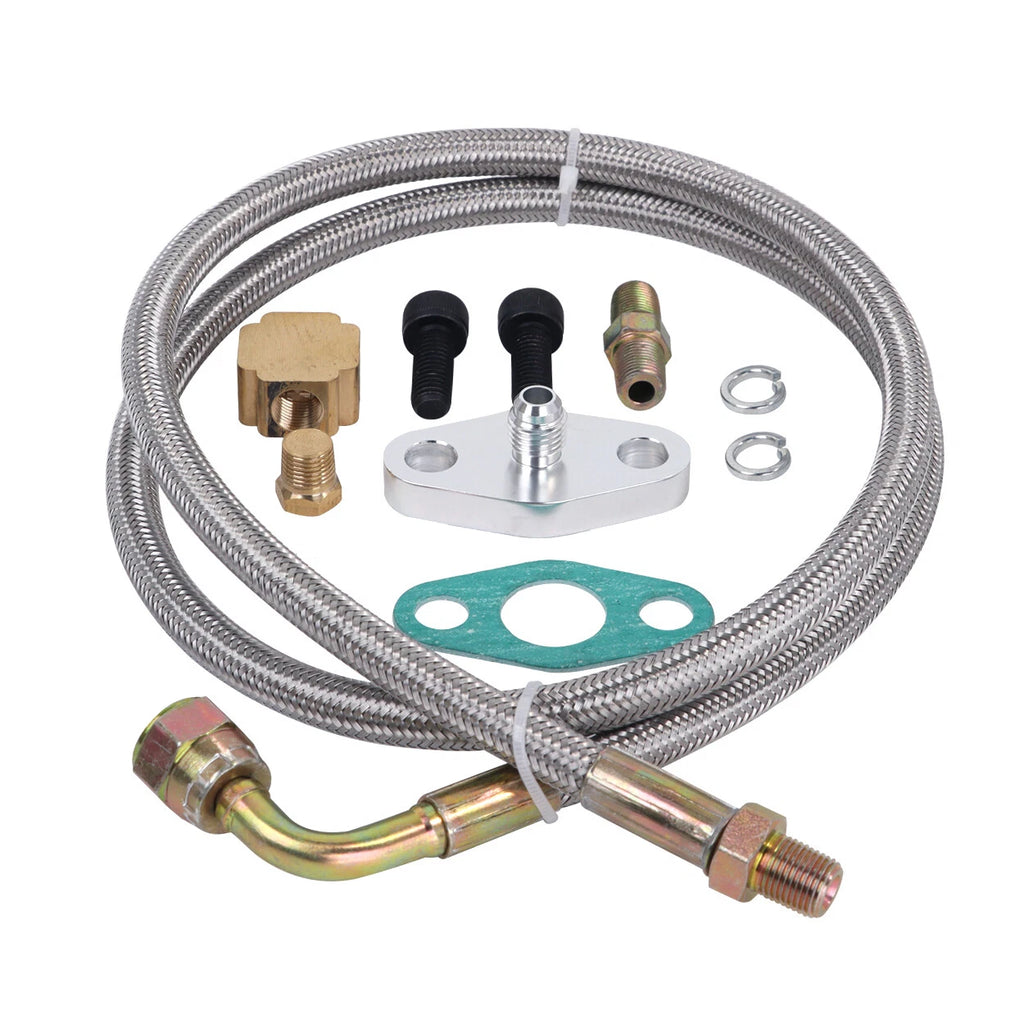 Turbo Oil Feed Line Kit for T3 T4 T60 T61 T70 (1/8 PNT, 90 Degree, 41" AN4)