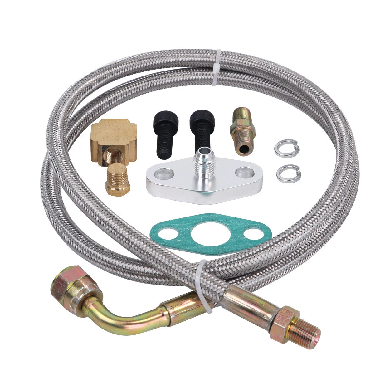 Turbo Oil Feed Line Kit for T3 T4 T60 T61 T70 (1/8 PNT, 90 Degree, 41" AN4)