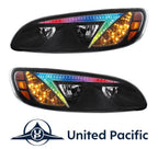 LED Headlights Front Pair w Color Changing Light Bar for Peterbilt 386 387 (2016–2018)