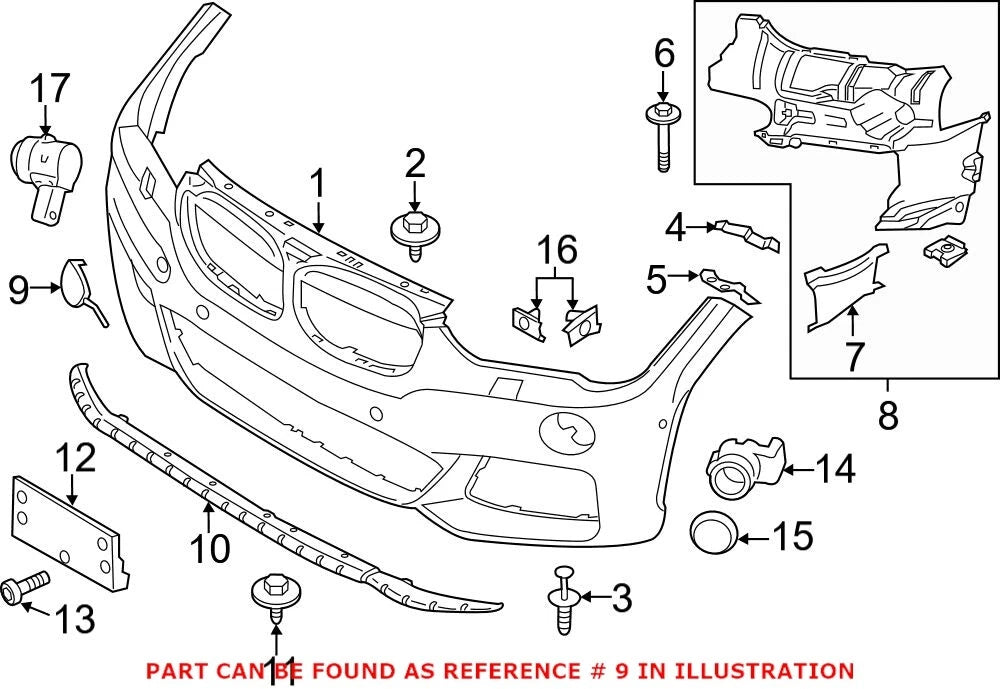 Tow Hook Cover for BMW (OEM 51118072810)