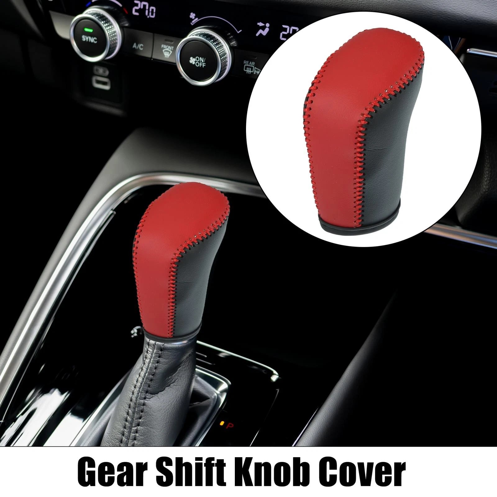 1pc Gear Shift Knob Cover for Honda Accord (2018–2022) Black Red 743151442229
