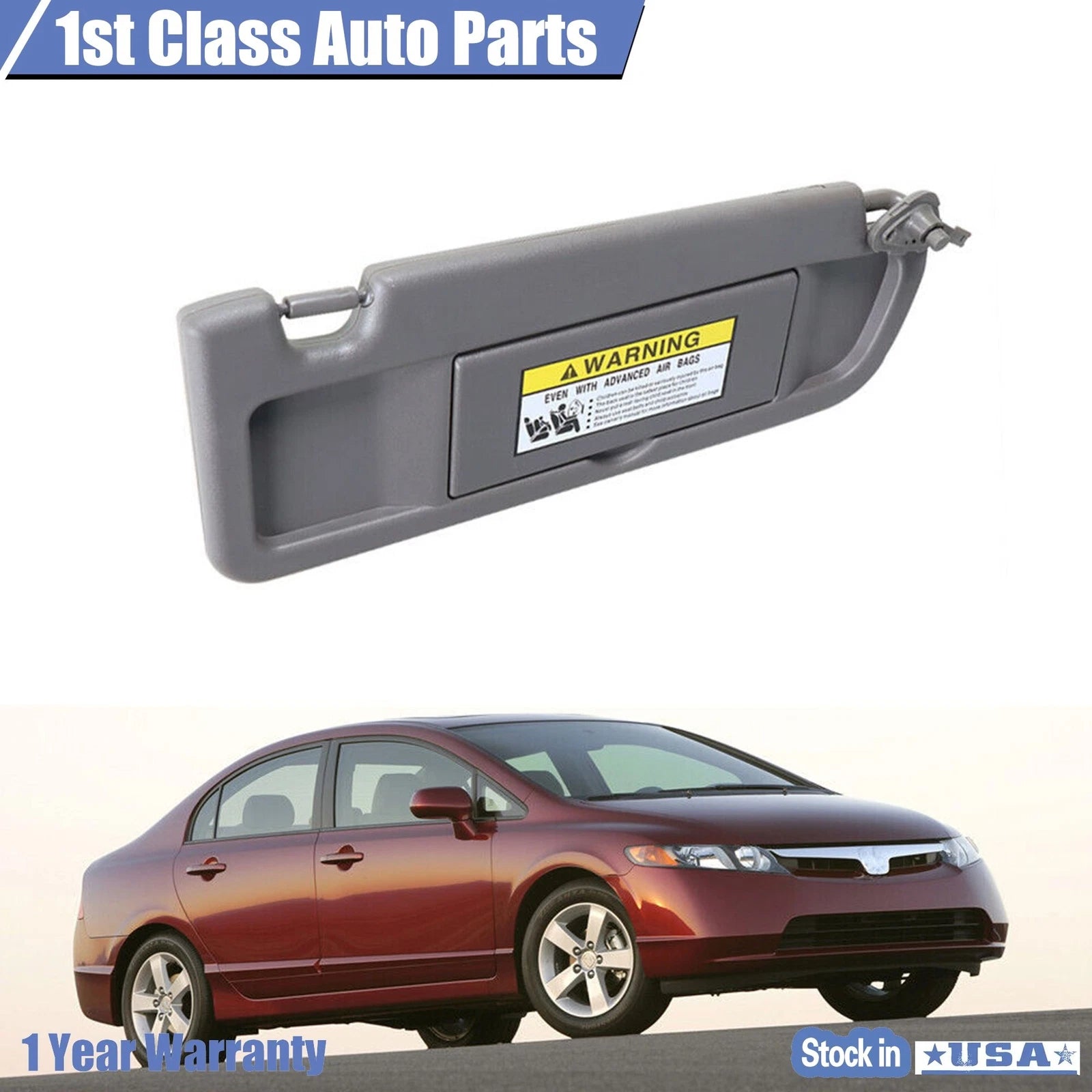 Left Driver Side Sun Visor for Honda Civic Coupe/Sedan (2006–2008)