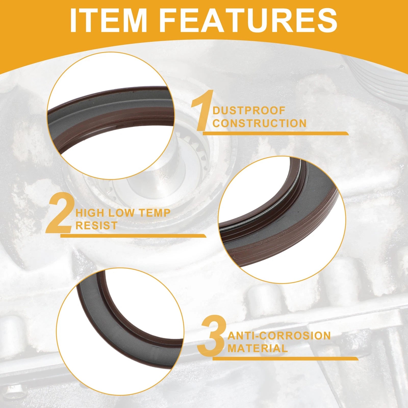 1Pc Crankshaft Oil Seal for Hyundai Elantra (2011–2020) No. 21443-2E110/21443-2E100