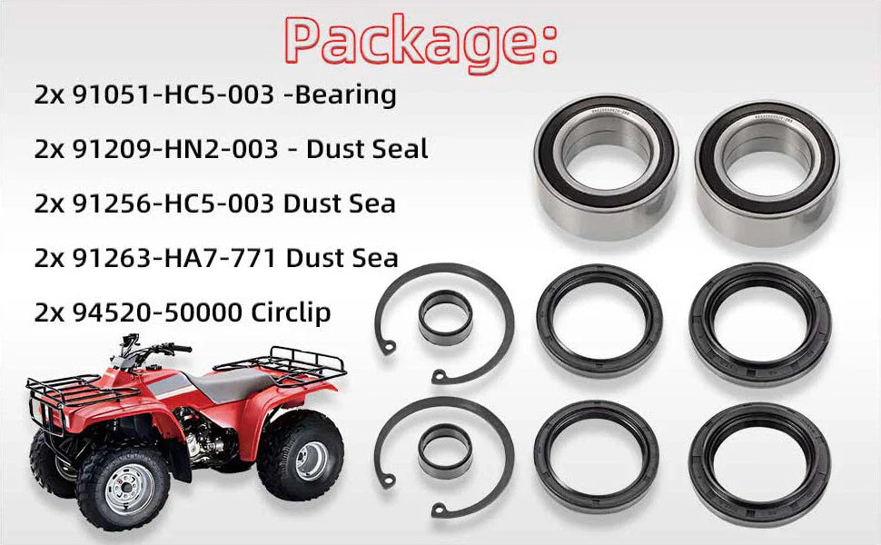 Front Wheel Bearing & DUST Seal for HONDA Rancher 350 TRX350 FE/FM (2000–2006)