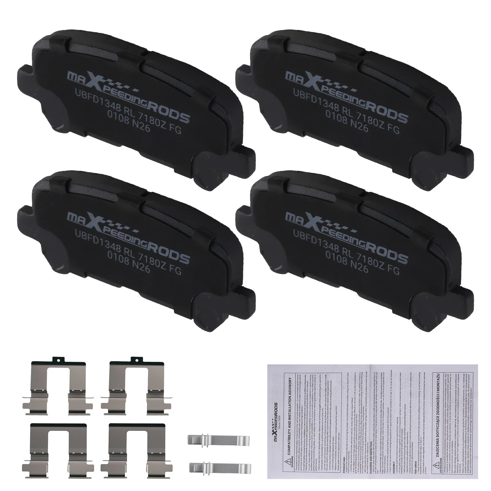 Set of 4 Rear Ceramic Brake Pads for Acura MDX (2007–2013), ZDX (2010–2013) D1281