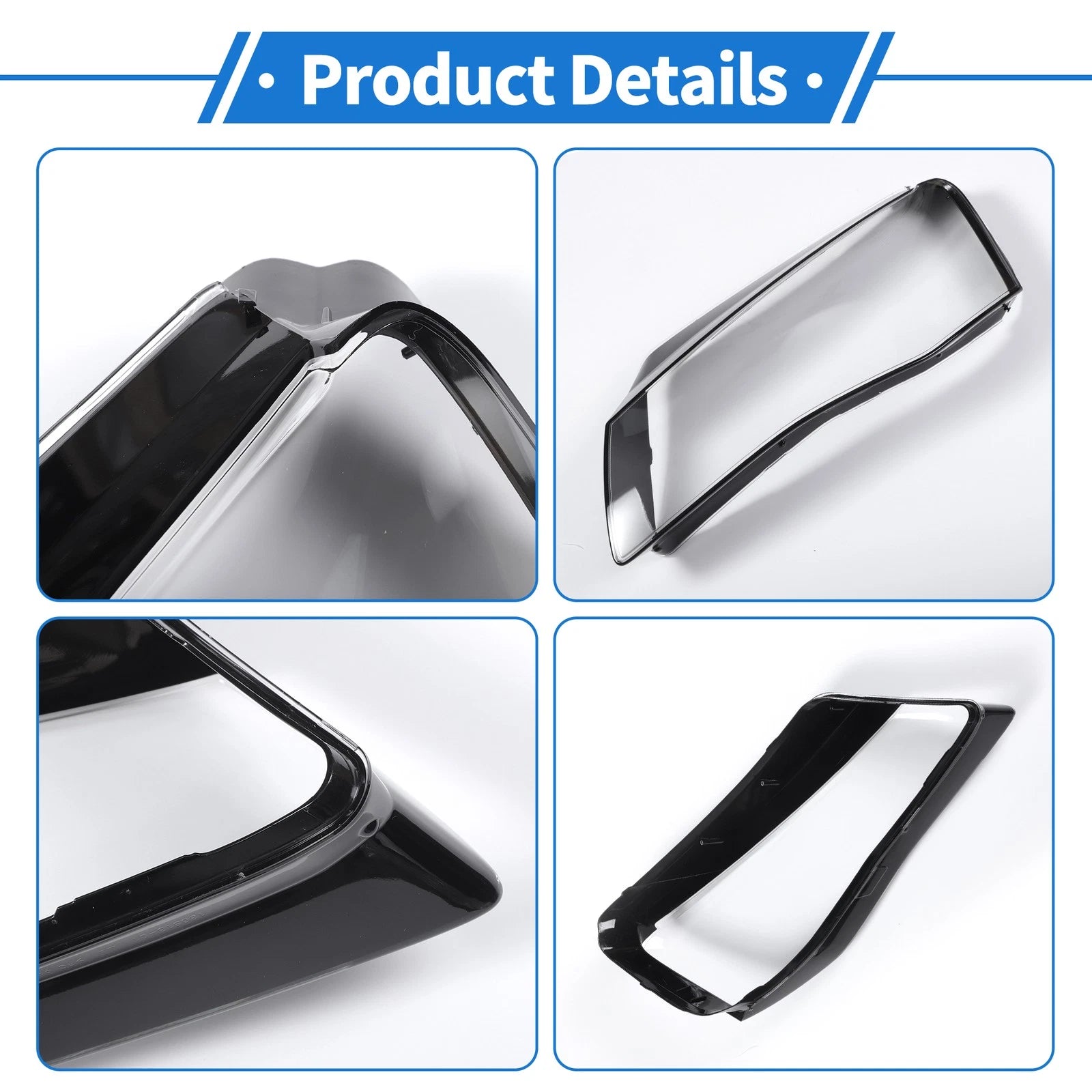 1 Pc Headlight Lens Cover for Audi A8 (2010–2013) Black