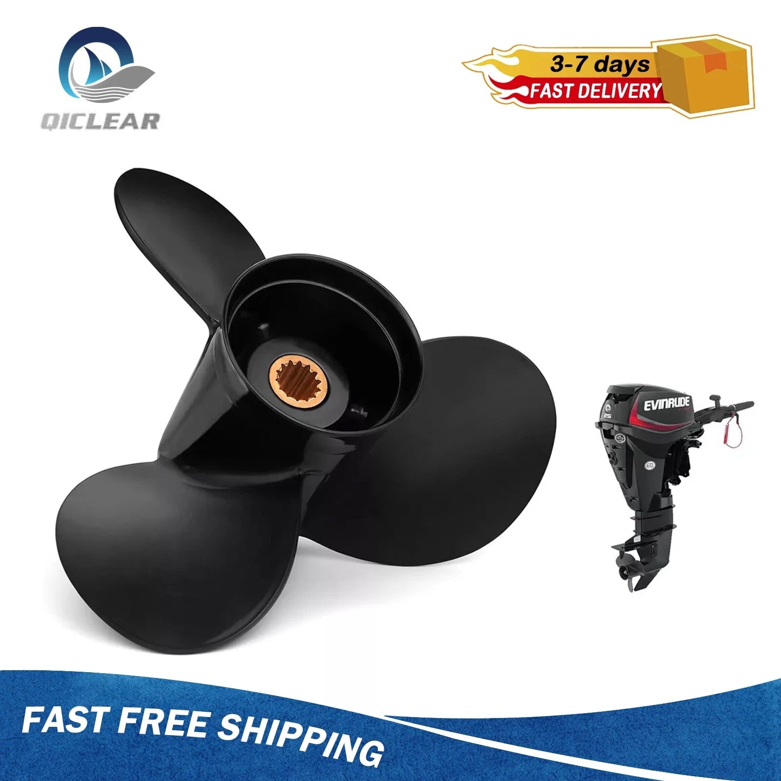 10 1/4 x 15 Outboard Propeller for Evinrude 15-35HP (14 Spline, No.763486, RH)