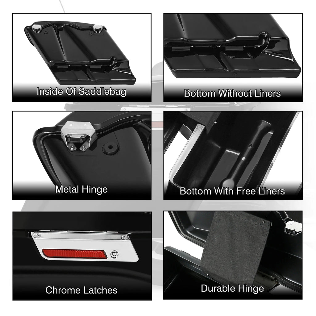5" Stretched Extended Hard Saddle Bag for Harley Electra Street Road Glide (1993–2013)