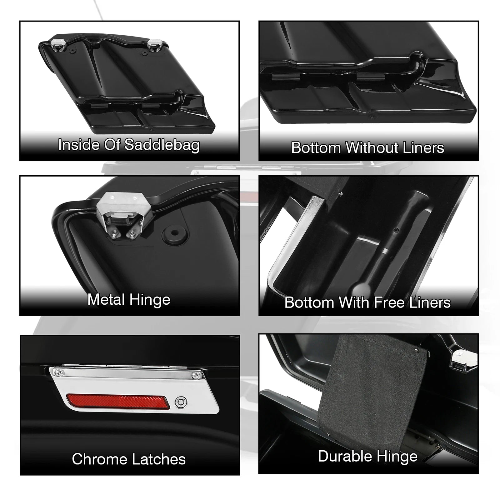 5" Stretched Extended Hard Saddle Bag for Harley Electra Street Road Glide (1993–2013)